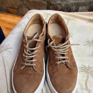Jenni Kayne Women’s Honey Brown Suede Leather Lace Up Platform Skater Sneaker